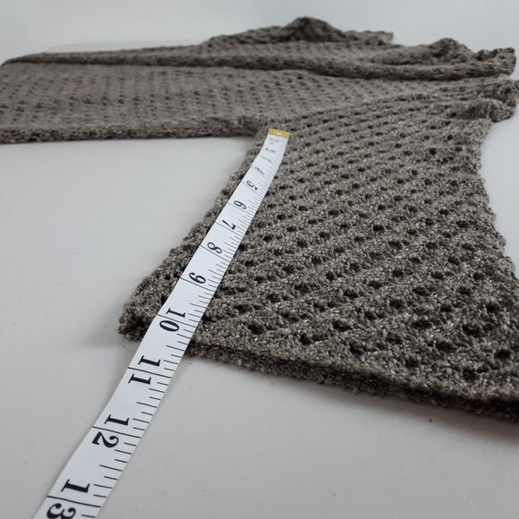 JANA Taupe Open Front Crochet Cardigan - Picture 5 of 14